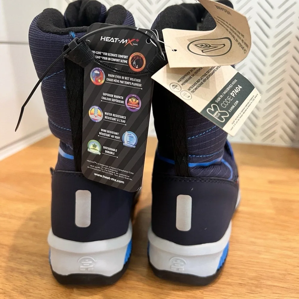 Kamik Big Kids' Chinook Hi, Navy Waterproof Winter Boots, Size 3 Heat-MX NEW!